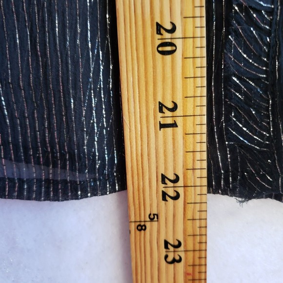 Vintage The Limited Silk Blouse Size M Mock Neck Black Metallic Sheer - Picture 8 of 11